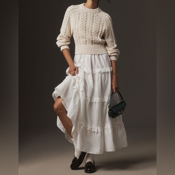 By Anthropologie Twofer Sweater Tiered Dress - Picture 1 of 3